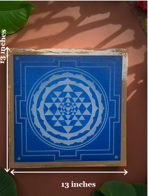 Unikraf  Sri Chakra Yantra Rangoli Stencil Wooden 13x13 Inches Pack of 1 piece