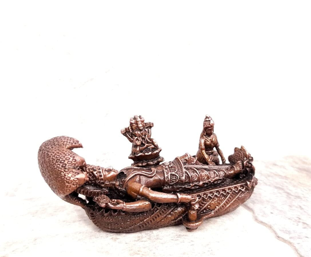 Brownish-Orange Copper Idols Of God Anandha Padmanabhaswamy, 2.7 Cm, 70 G, Patina Antique Finish, Pack Of 1 Piece