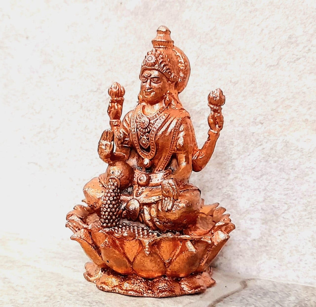 Brown Copper Idols Of Maha Lakshmi, 2.8 Inches, 248G, Handmade, Pack Of 1 Piece