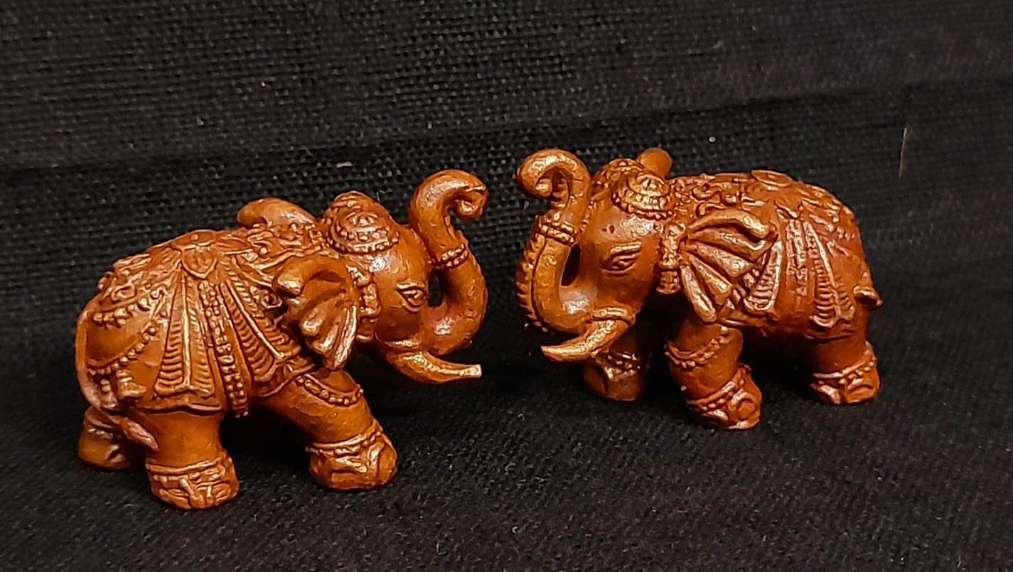 Antique Copper Idols India, 1 Inches, Handmade Paired Elephant Idol 60 Gram, Patina Antique Finish, Pack Of 2 Piece