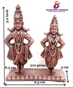 Brownish-Orange Copper Idols India, 3.2 Inches, Handmade Vitthal Rukmani Stand, 210G, Patina Antique Finish, Pack Of 1 Piece