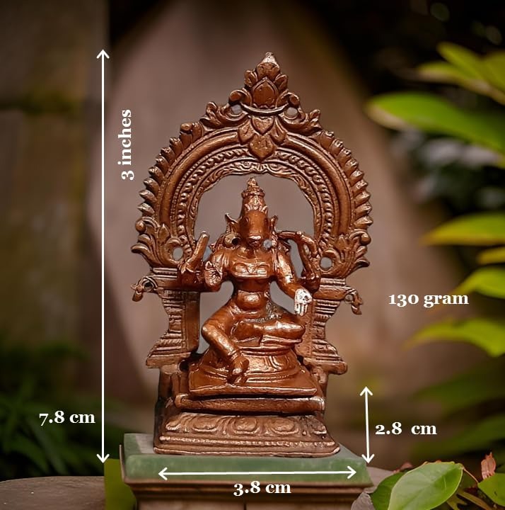 Brownish-Orange Copper Idols India, Handmade Goddess Varahi Idol With Prabhavalli 3 Inches, 135G, Pack Of 2 Piece
