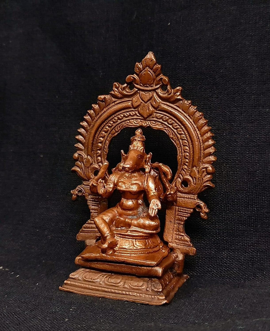 Brownish-Orange Copper Idols India, Handmade Goddess Varahi Idol With Prabhavalli 3 Inches, 135G, Pack Of 2 Piece