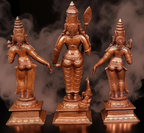 Sacred Murugan with Valli & Deivanai Copper Idol Set – 6.2 Inch | 1.36 Kg Solid Copper
