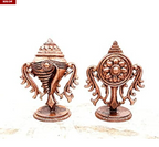 Sacred Srinivasa Perumal with Sanghu & Chakram Temple-Style Solid Copper Idols – 5.1 Inch | 420g | Antique Patina Finish