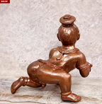 Sacred Bal Krishna Temple-Style Solid Copper Idol – 4.1 Inch | 860g | Antique Patina Finish