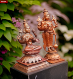Sacred Srinivasa Perumal with Mahalakshmi Temple-Style Solid Copper Idols – 6 Inch | 1.3 kg | Antique Patina Finish