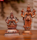 Sacred Srinivasa Perumal with Mahalakshmi Temple-Style Solid Copper Idols – 6 Inch | 1.3 kg | Antique Patina Finish