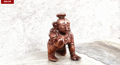 Sacred Bal Krishna Solid Copper Mini Idol – 1.6 Inch | 55g | Antique Patina Finish