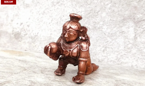 Sacred Bal Krishna Solid Copper Mini Idol – 1.6 Inch | 55g | Antique Patina Finish