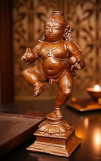 Sacred Bal Krishna with Laddu Solid Copper Idol – 3.3 Inches | 150 Grams | Antique Patina Temple Finish