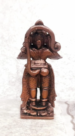 Sacred Standing Lord Hanuman Solid Copper Idol – 2.5 Inches | 85 Grams | Antique Patina Finish | Handcrafted Temple Murt