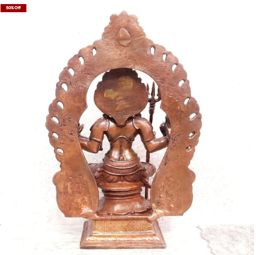Sacred Amman Solid Copper Temple Idol – 5.3 Inches | 665 Grams | Antique Patina Finish | Handcrafted Murti