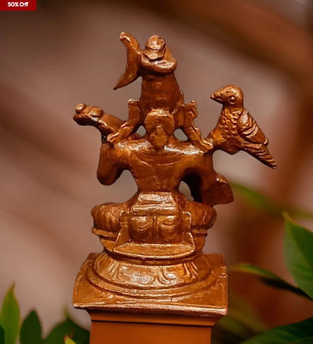 Sacred Raja Matangi Solid Copper Mini Idol – 1.6 Inches | 50 Grams | Antique Patina Finish | Handcrafted Tantric Devi Murti | Unikraf