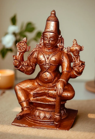 Sacred Handmade Copper Vishwaksena Idol, 3.3 Inches, 292 Grams, Antique Patina Finish, Pack of 1 Piece