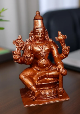 Sacred Handmade Copper Vishwaksena Idol, 3.3 Inches, 292 Grams, Antique Patina Finish, Pack of 1 Piece
