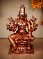 Sacred Handmade Copper Vishwaksena Idol, 3.3 Inches, 292 Grams, Antique Patina Finish, Pack of 1 Piece