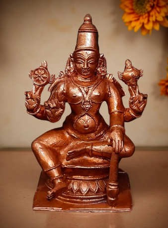 Sacred Handmade Copper Vishwaksena Idol, 3.3 Inches, 292 Grams, Antique Patina Finish, Pack of 1 Piece