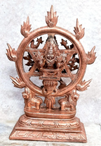 Sacred Copper Chakrathalwar (Sudarshana Chakra) Idol – 6.8 Inches, 1.3 Kg, Handmade Patina ieceAntique Finish, Pack of 1 P