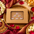 Premium Shiv Tilak Designer Bindi Set – White & Red Traditional Bindis - 6 Bindis Sticker
