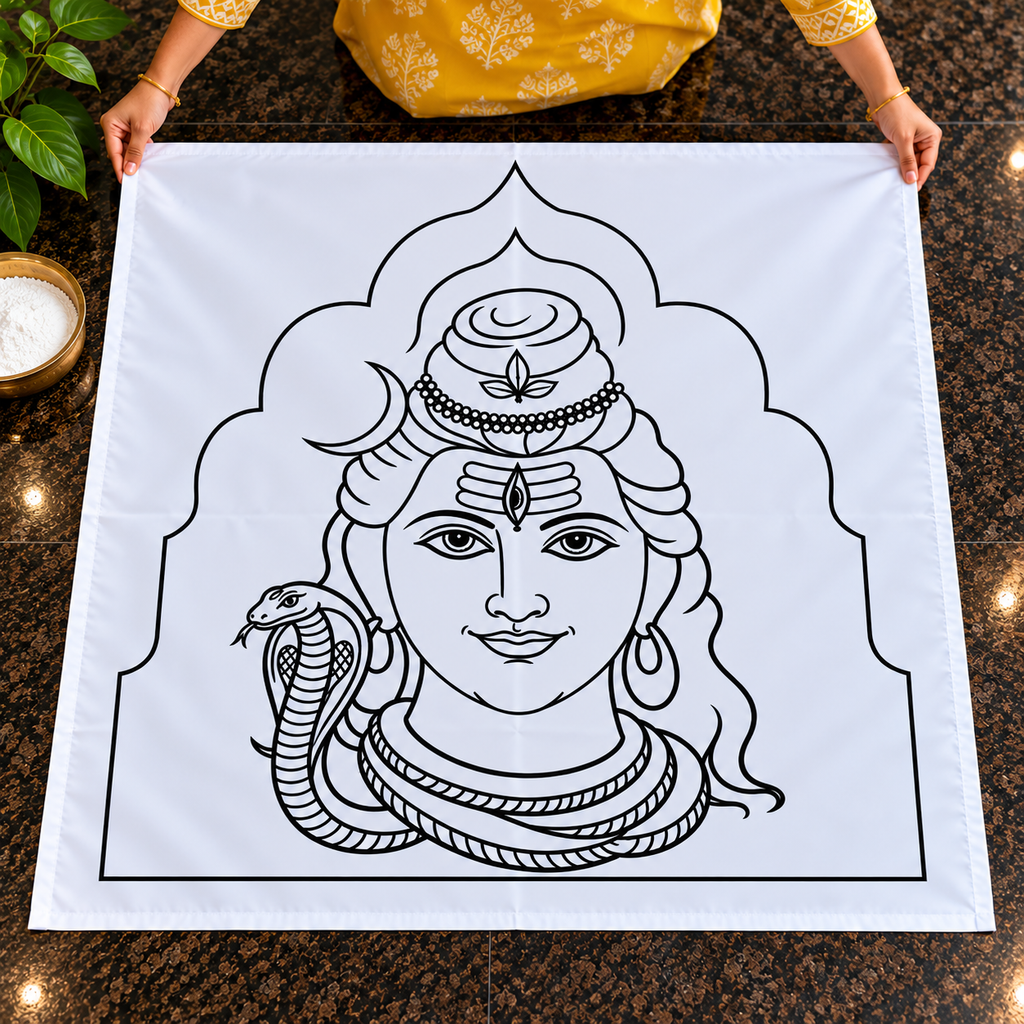 Shiva Face – 2.5 ft (H) × 2 ft (W) Flex Stencil | Lord Shiva Kolam & Rangoli Design