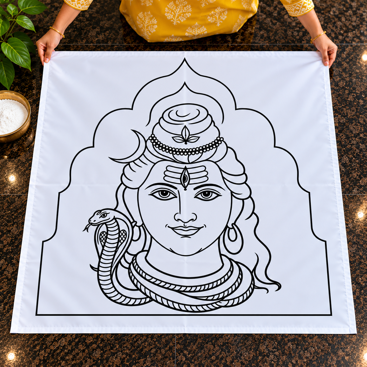 Shiva Face – 2.5 ft (H) × 2 ft (W) Flex Stencil | Lord Shiva Kolam & Rangoli Design