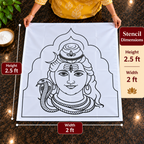 Shiva Face – 2.5 ft (H) × 2 ft (W) Flex Stencil | Lord Shiva Kolam & Rangoli Design