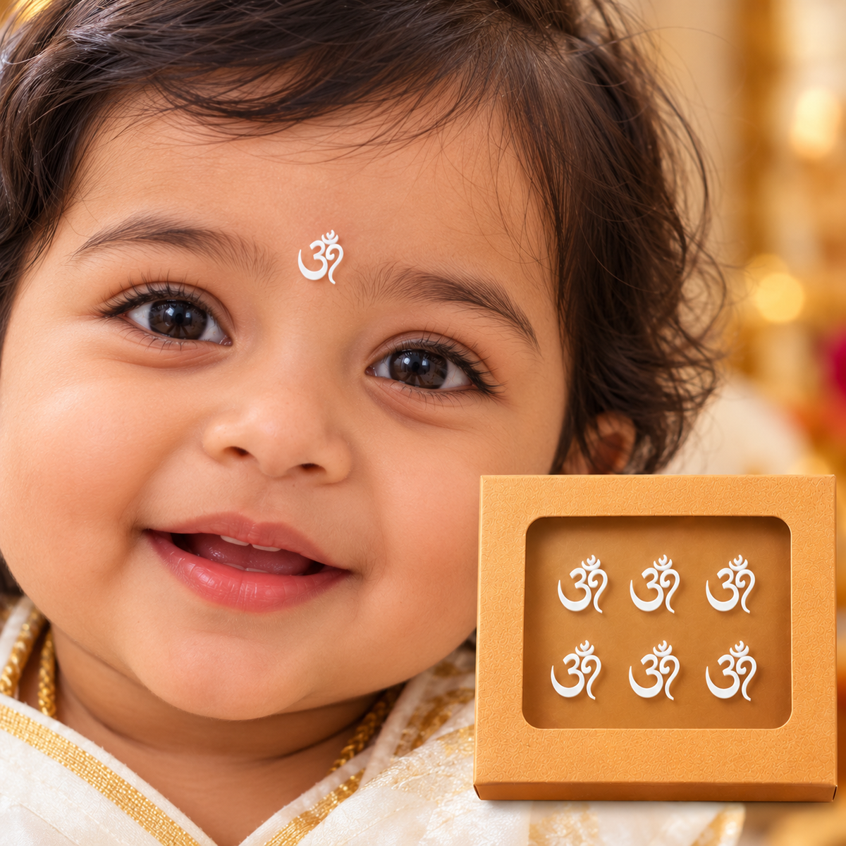 Divine Om Designer Bindi Set of 6 Bindi Stickers  | Sacred Spiritual Bindis for Pooja, Festivals & Daily Wear