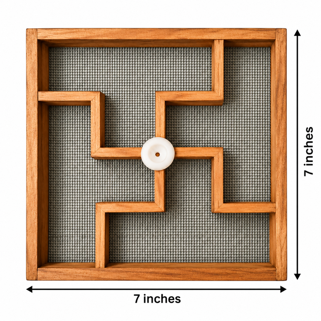 Teak Wood Stainless Steel Net Swasthik Rangoli Stencil – 7 Inches
