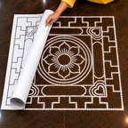 Bhadrakam Flex Stencil _3.5 Feet x3.5 feet| Traditional Floral Mandala Kolam Design | Reusable Rangoli Stencil for Pooja, Festivals & Spiritual Decor