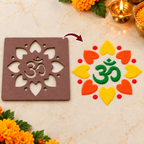 Om MDF Rangoli Stencil | Traditional Om Kolam Design | Reusable Pooja & Festival Stencil
