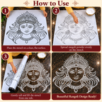 Devi Face Flex_ 2.5 Feet × 2 Feet _ Rangoli Stencil – Goddess Face Design for Pooja, Temple & Festival Decorations | 2.5 Feet × 2 Feet