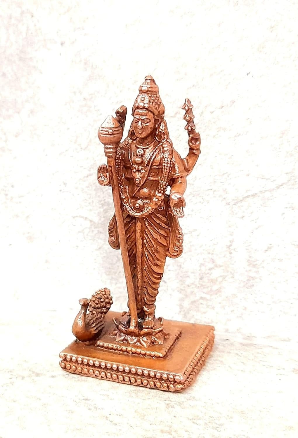 Sacred Copper Lord Murugan Idol – 2.3 Inches, 56 Grams, Handmade Antique Finish, Pack of 1 Piece