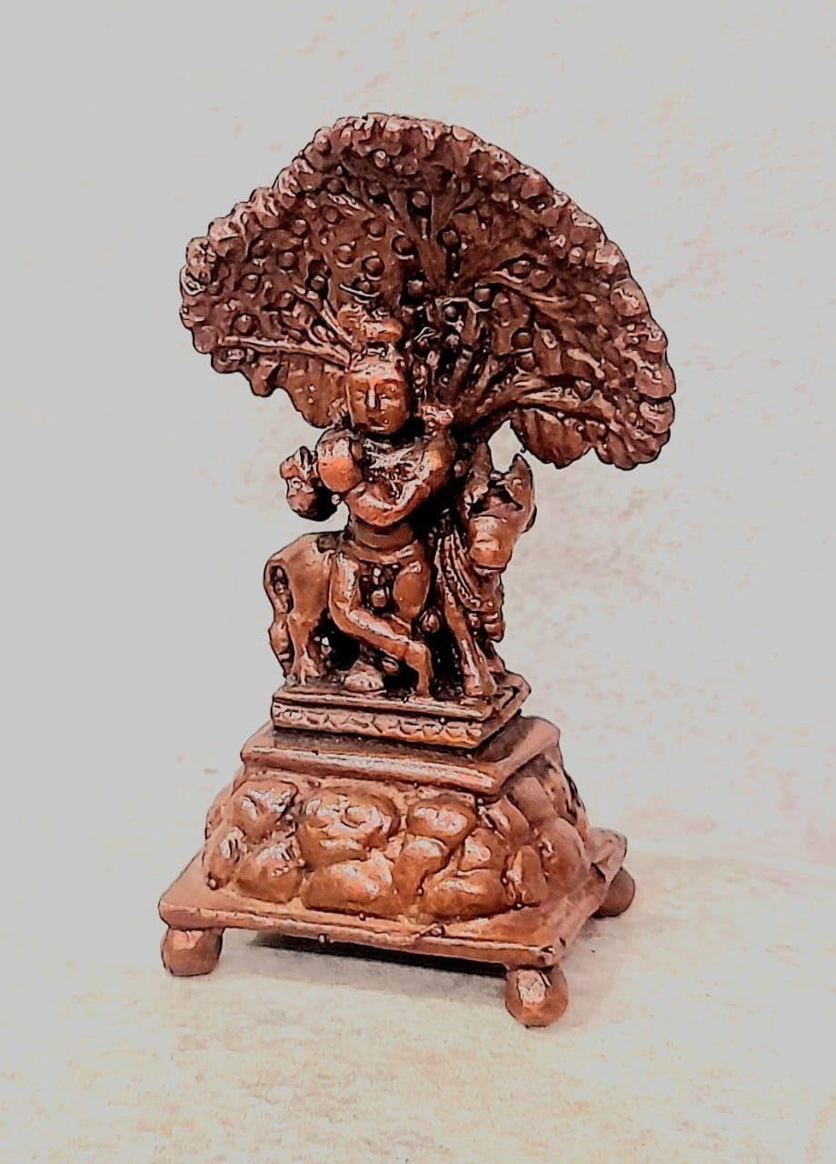 Brown Copper Idols Of God Krishna, Height 4.8 Cm, 36 Gram, Handmade, Pack Of 1 Piece