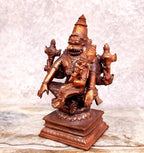 Sacred Copper Lakshmi Narasimhar Idol – 4.3 Inches, 730 Grams, Handmade, Antique Patina Finish, Pack of 1 Piece