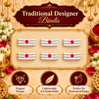 Sacred Vibhuti Tilak Bindis | Traditional White & Red Designer Bindi (Bindis Sticker 6 number )