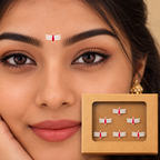 Premium Tripundra Tilak Bindi Set – White Vibhuti & Red Kumkum Design |Bindis Sticker 6