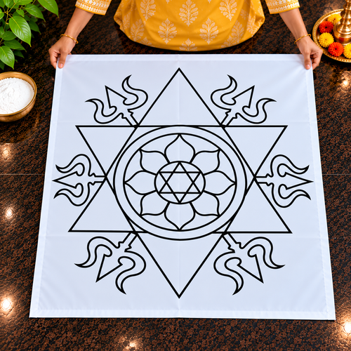 Aghoram _3 feet  Flex Stencil | Traditional Shiva Trishul Kolam Design