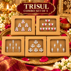 Trisul Bindi Combo Set of 5 pack - Divine Trishul Designs | Traditional Spiritual Forehead Bindis (Pack of 25)