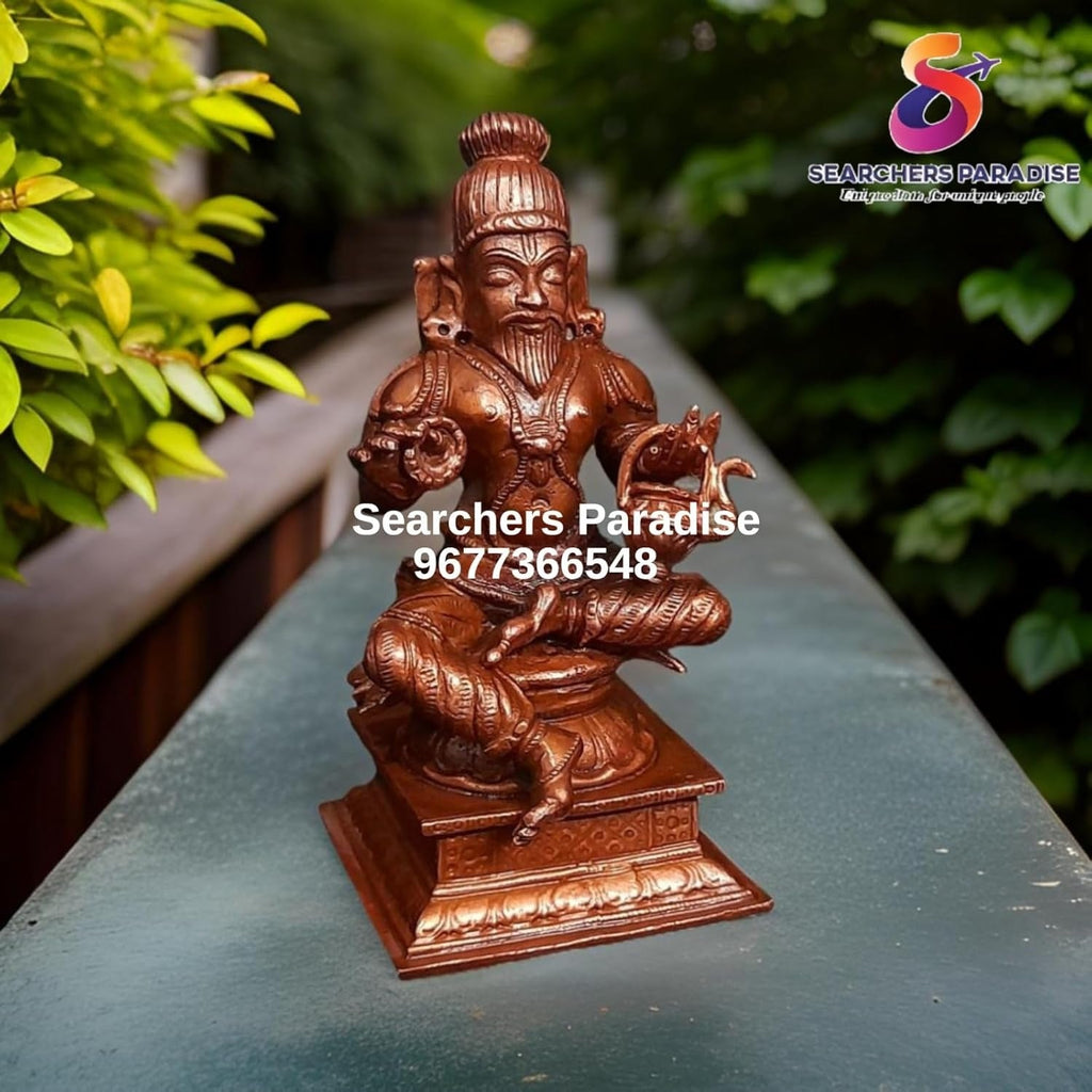 Brown Copper Idols Of Agasthiyar, 3.9 Inches, 480G, Handmade Pack Of 1 Piece