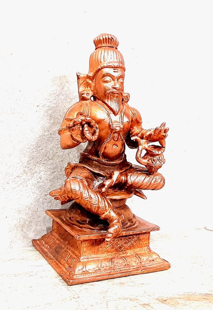 Brown Copper Idols Of Agasthiyar, 3.9 Inches, 480G, Handmade Pack Of 1 Piece