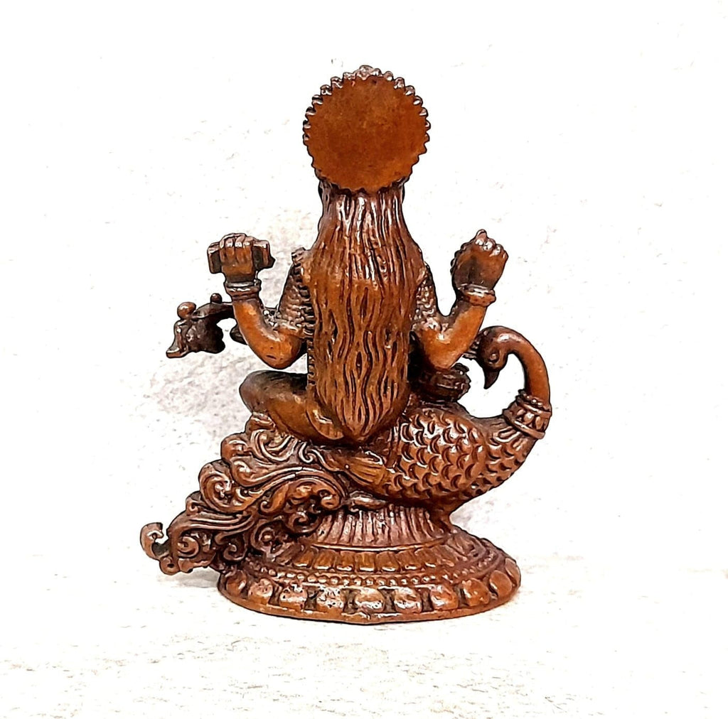 Brown Copper Idols Of God Saraswathi, 4.1Cm, 98G Handmade Pack Of 1 Piece