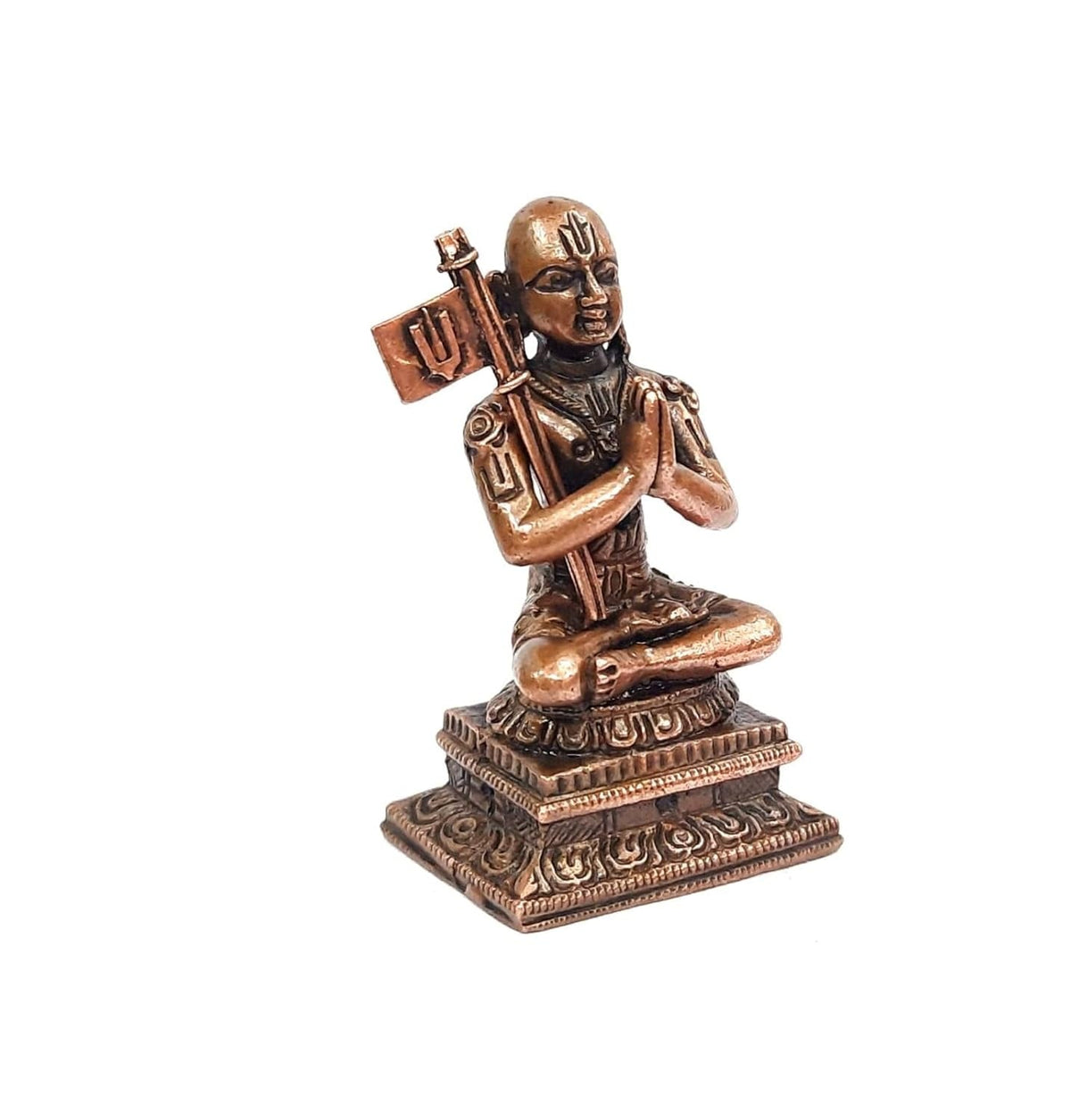 Sacred Copper Ramanujar Idol – 2.24 Inches, 91 Grams, Handmade Patina Antique Finish, Pack of 1 Piece