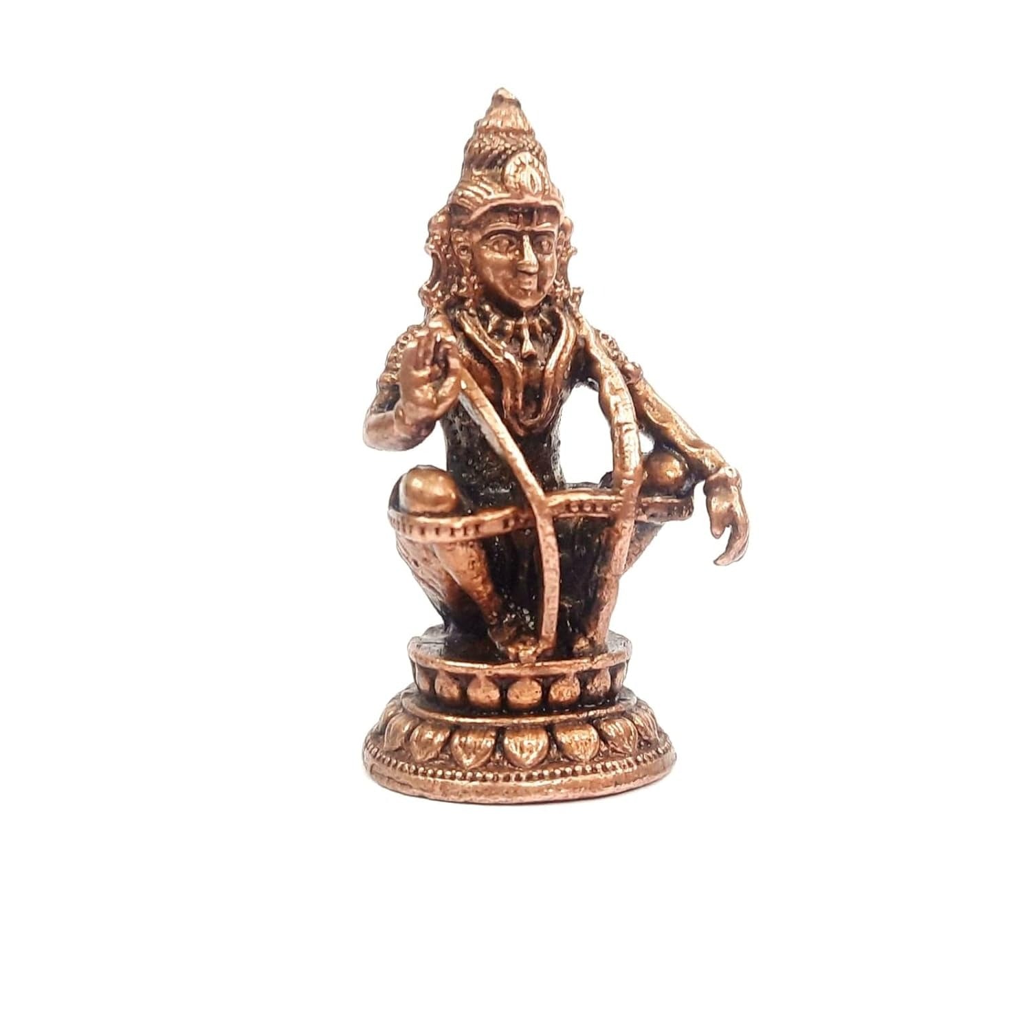 Brownish-Orange Copper Handmade Sabrimala Ayyapa, 5.5 Cm, 55G, Patina Antique Finish, Pack Of 1 Piece