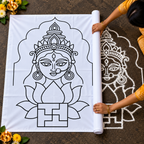Swasthi Devi Flex Stencil | Traditional Devi Face Design for Pooja & Temple Decorations | Unikraf