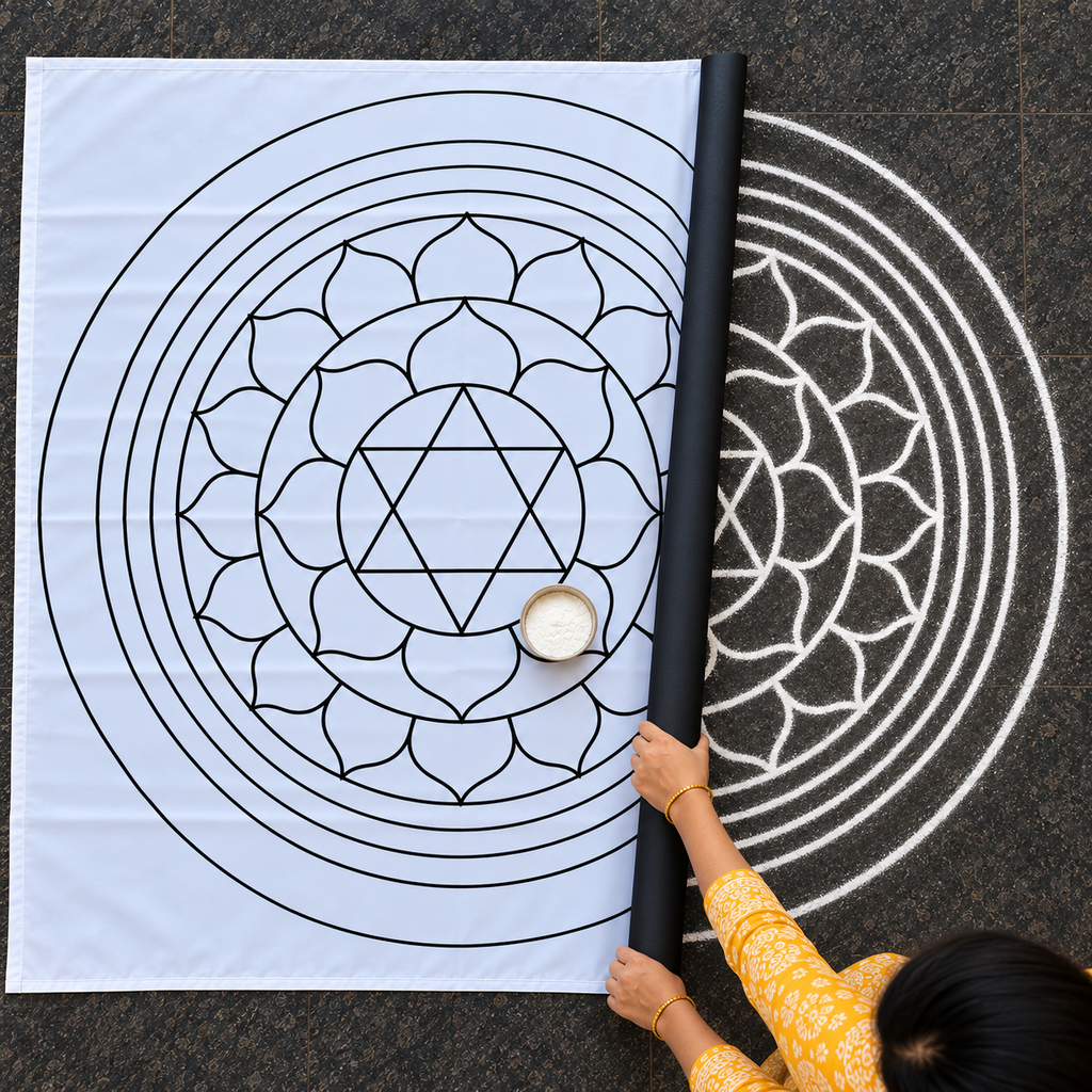 Sudarshanam 3 feet Normal Flex Stencil | Traditional Lotus Mandala Design | Unikraf