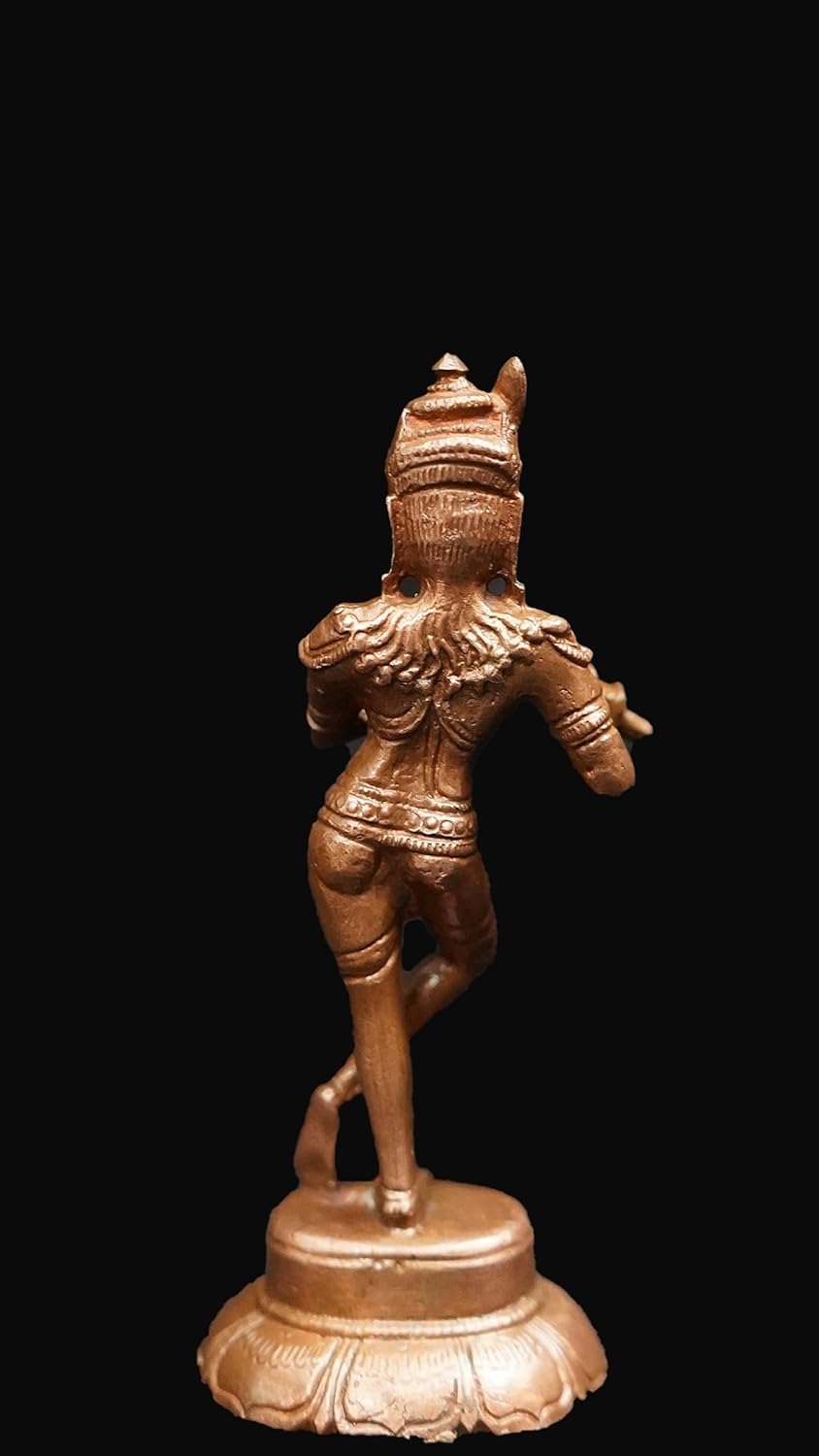 Brownish-Orange Copper Idols Of God Krishna, 4 Inches, 175G, Patina Antique Finish, Pack Of 1 Piece