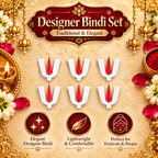 Vaishnav Namam Designer Bindi Set – White & Red Traditional Forehead Bindis (6 Bindis Stickers)