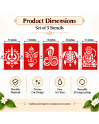 Combo 3| Divine Symbol Coconut Decoration Stencil Set | Reusable Velvet Stencils for Pooja & Festivals | Trishul, Om, Naga, Kurma & Krishna Designs | Pack of 5