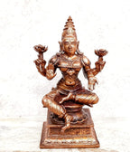 Brownish-Orange Copper Idols Of God Ganesh, Lakshmi And Saraswathi Combo, 4 Inch Patina Antique Finish, Pack Of 3 Piece